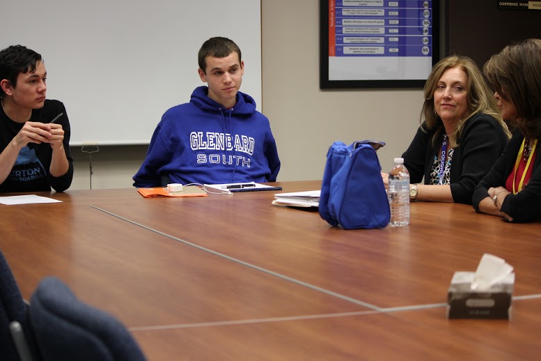 Pihos talks with Principal Coughlin and Editors-in-Chief Alex Crouch and Jordan Hulseberg