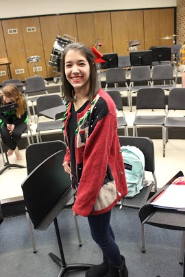  Senior Melissa Lachcik shows off her Ugly Sweater