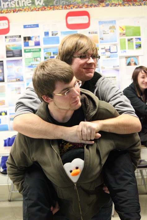 Timothy OConnor and Gabriel Pocevich enjoy activities at a GSA meeting.