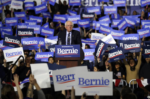 Sen. Bernie Sanders, I-Vt., looks around at his 2020 presidential campaign stop at Navy Pier in Chicago, Sunday, March 3, 2019. Over the next several weeks, Sanders will travel to Iowa, New Hampshire, South Carolina, Nevada, and California. He will then return to Burlington, Vt., for the official launch of his campaign. (AP Photo/Nam Y. Huh)