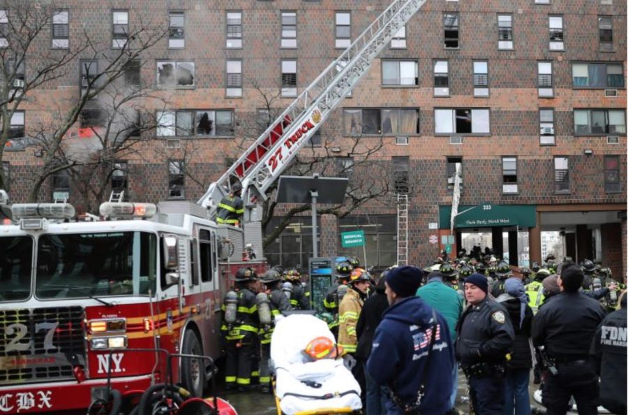 Firefighters responding to the deadly fire in the Bronx on January 9, 2022