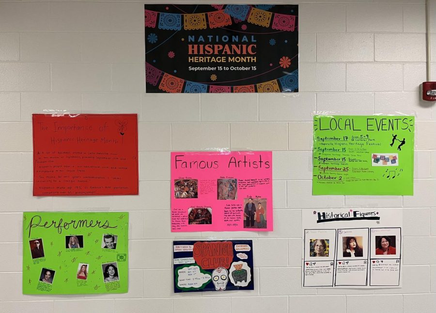 To+celebrate+Hispanic+Heritage+month+Latinos+Unidos+partnered+with+Student+Equity+Counsel+to+decorate+the+wall+outside+of+the+deans%E2%80%99+office.+Photo+Credit%3A+Emma+Pekkarinen
