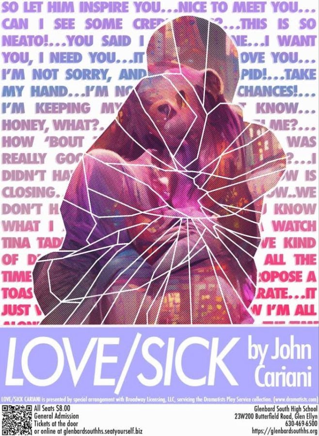The poster for “Love/Sick” created by Hans Herrera which shows the beauty and the flaws of love.
