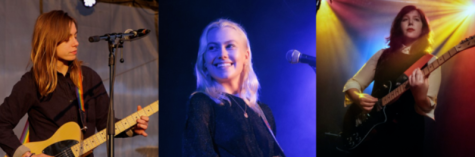 The members of boygenius: Julien Baker (left), Phoebe Bridgers (center), and Lucy Dacus (right)