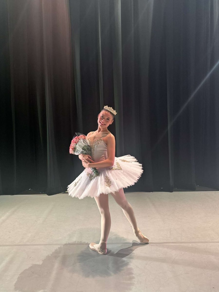 Pak posing after her final performance of The Nutcracker as The Sugarplum Fairy in her last year at West Suburban Ballet. (Source: Evelyn Pak)