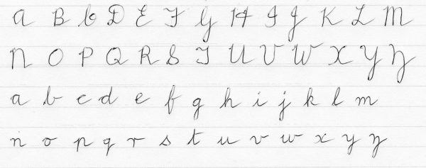 The cursive alphabet in lowercase and uppercase, showing off the timeless art of calligraphy (Source: https://commons.wikimedia.org/wiki/File:Looped_cursive_alphabet.jpg)